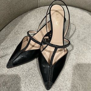 Black Rodo women leather shoes. Made in Italy slingback